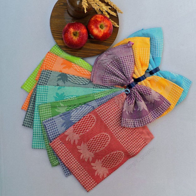 تصویر  دستمال دوتایی ژاکارد طرح اناناس