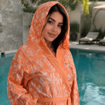 تصویر  حوله لباسی لارج شکوفه ژاکارد تمام نخ